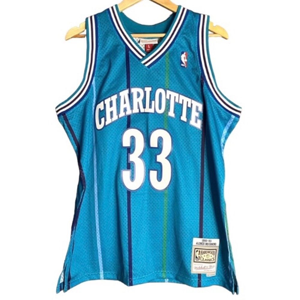 Alonzo Mourning Charlotte Hornets Hardwood Classics Throwback Swingman Jersey L